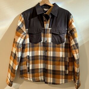 NWT Mustard yellow and gray Plaid Flannel Padded Shacket Small